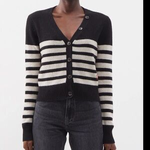 Frame x Claudia Schiffer Striped Cashmere Cardigan